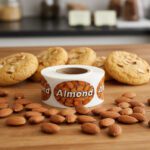 almond sticker on roll of labels