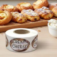 cream cheese sticker with cream cheese pictured on the label