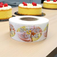 butter creme label showing brightly colored frosting