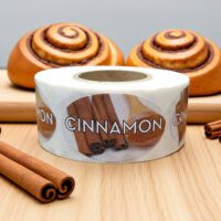 cinnamon label showing cinnamon on sticker