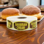 bavarian cream label on a rectangle label with brown background and yellow bavarian cream text
