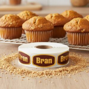 bran label on a gold foil sticker