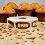 bran sticker on a gold foil label