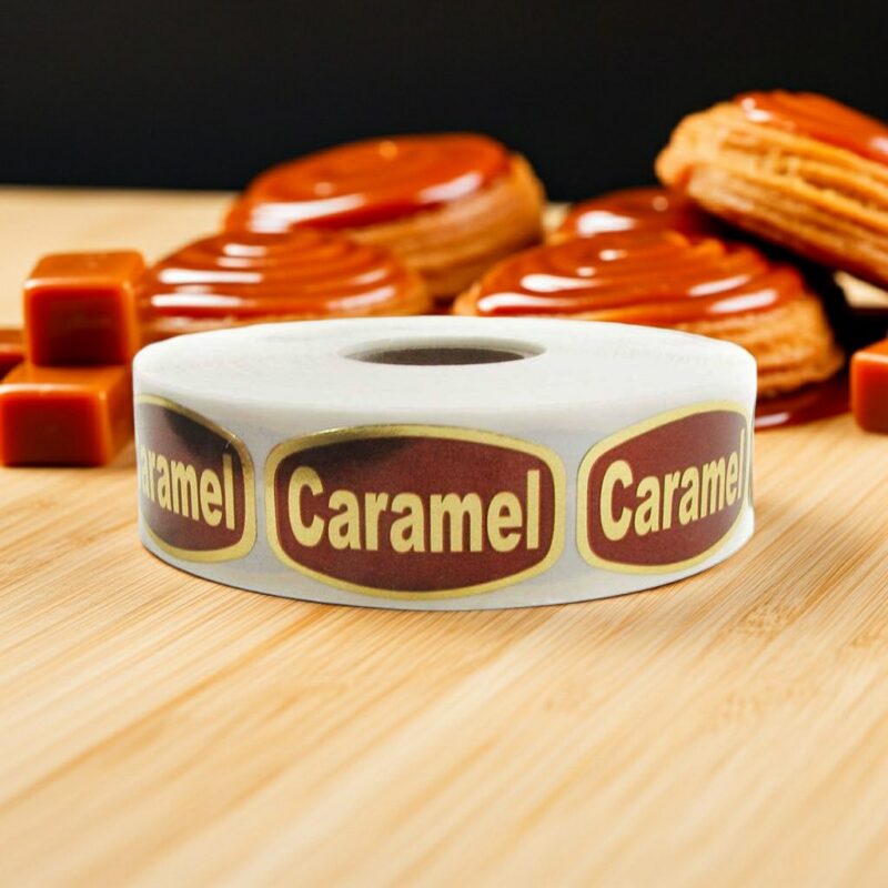 568015-Caramel-Label-Bakery-Flavor-Stickers2 caramel gold foil sticker