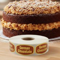 a roll of german chocolate gold foil labels