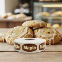maple sticker on a gold foil label