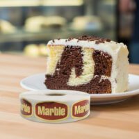 marble cake sticker on a gold foil label