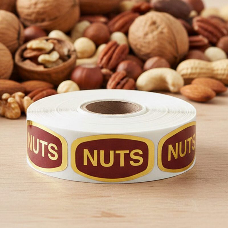nuts sticker from a gold foil label