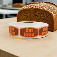 oat bran sticker next to an oat bran loaf of bread
