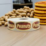 peanuts sticker on a gold foil label