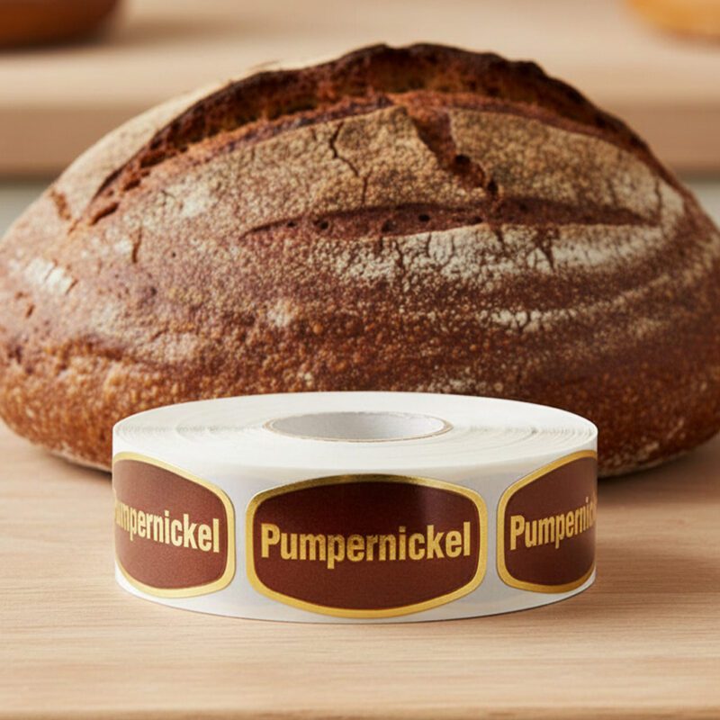 568069-Pumpernickel-Bread-Label-Gold-Foil pumpernickel bread sticker on gold foil label
