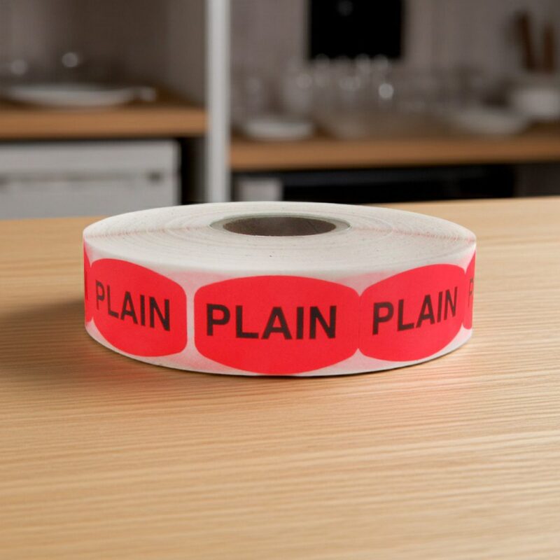580036-Plain-Label plain sticker on red label with black print